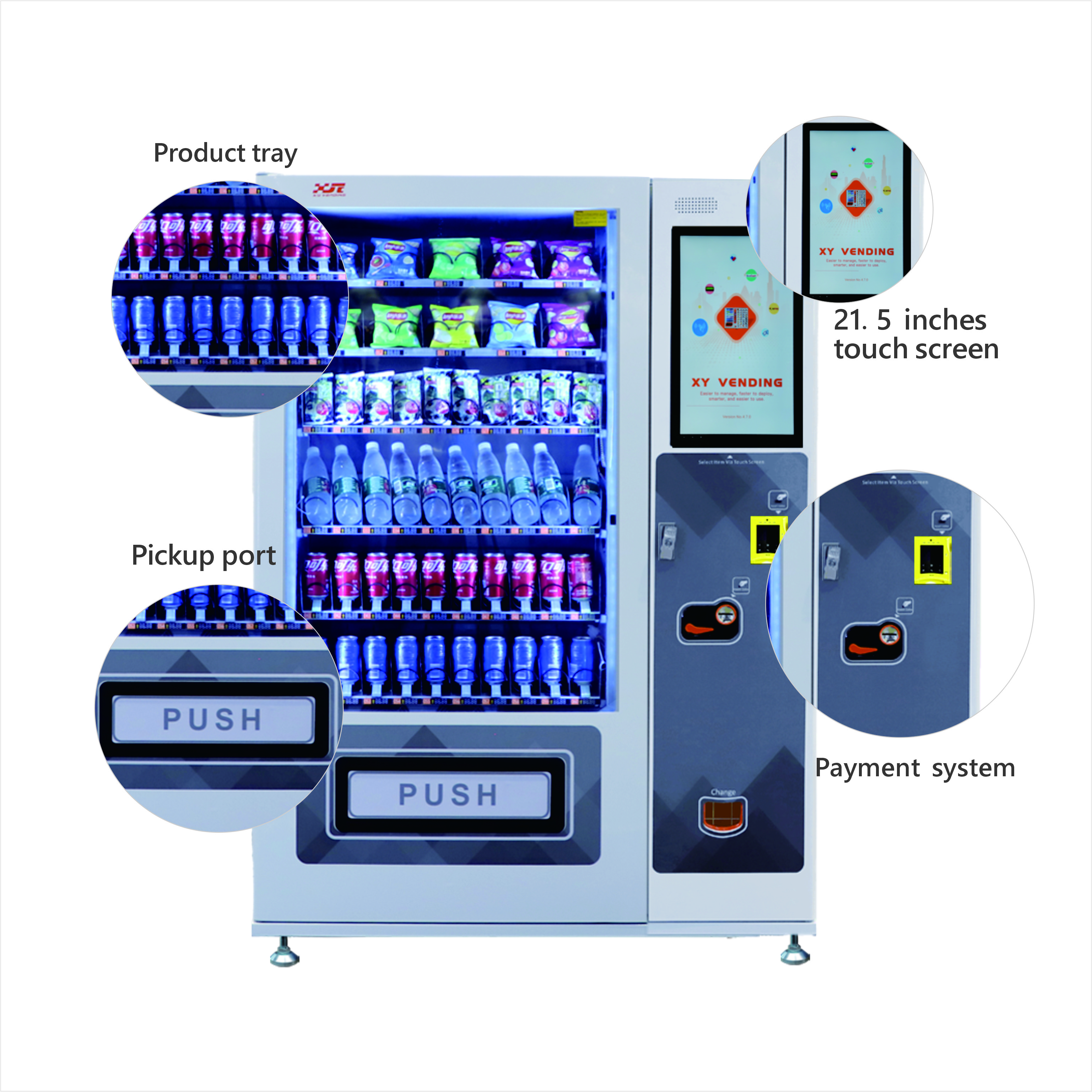 Combined snack and beverage machine with a 21.5" display 3
