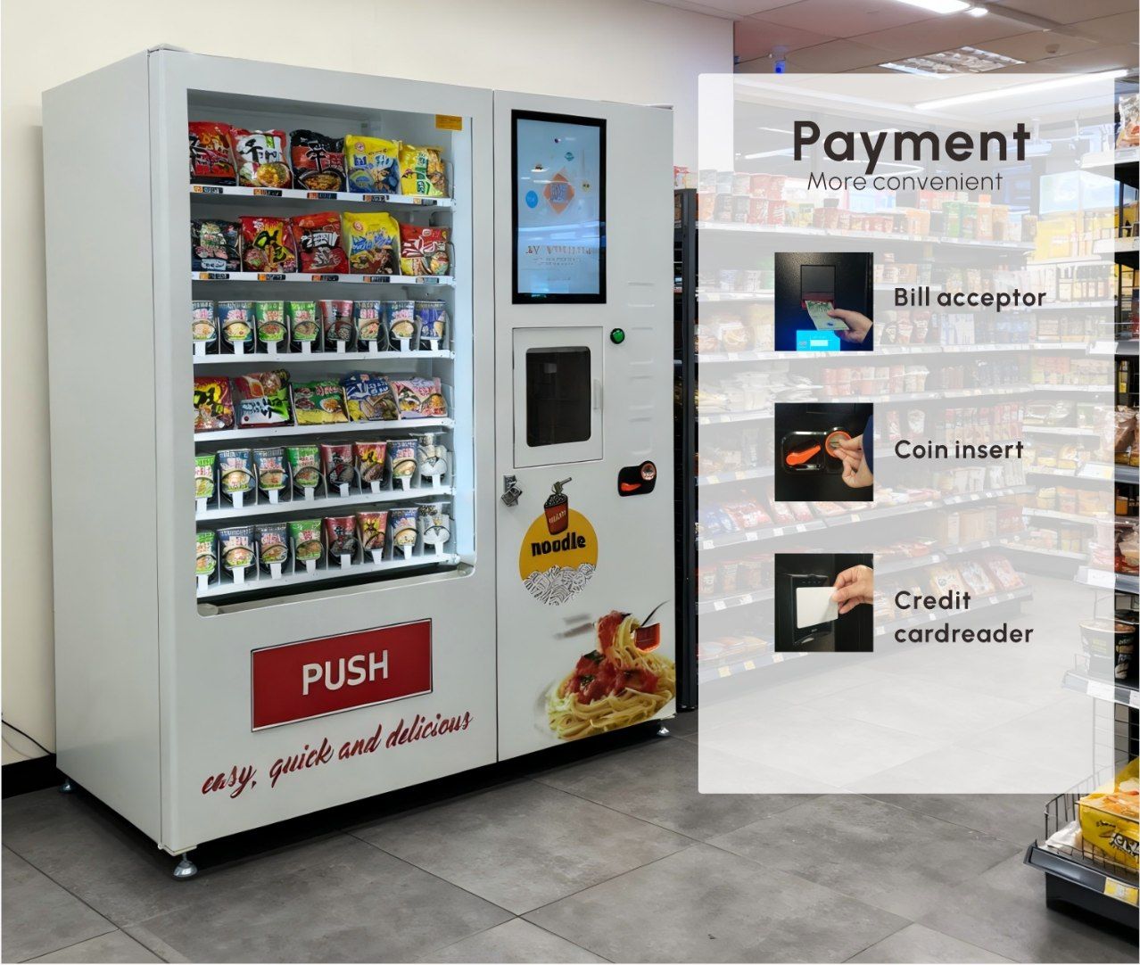 Instant noodle vending machine with water heater 2